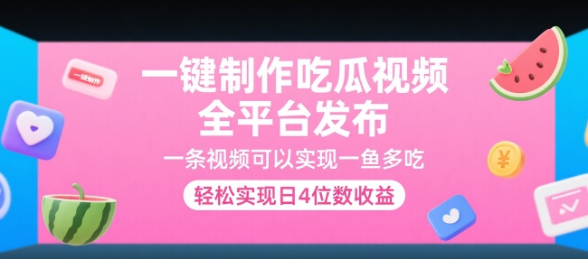 一键制作吃瓜视频，全平台发布，一条视频可以实现一鱼多吃，轻松实现日4位数收益【揭秘】-凌秋网创