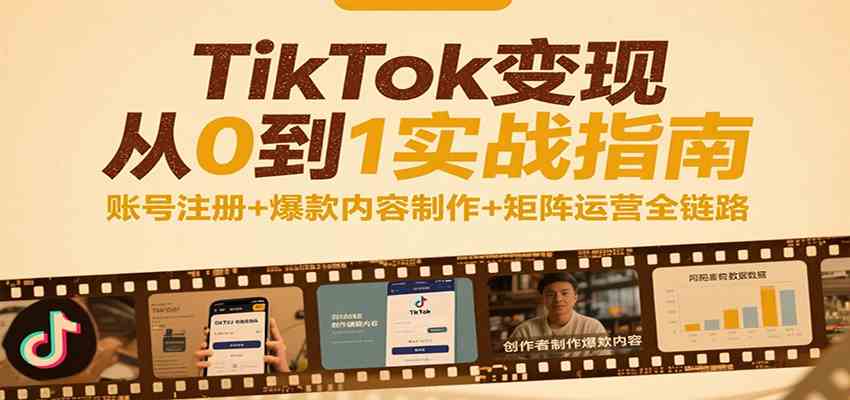 TikTok变现从0到1实战指南：账号注册+爆款内容制作+矩阵运营全链路-凌秋网创