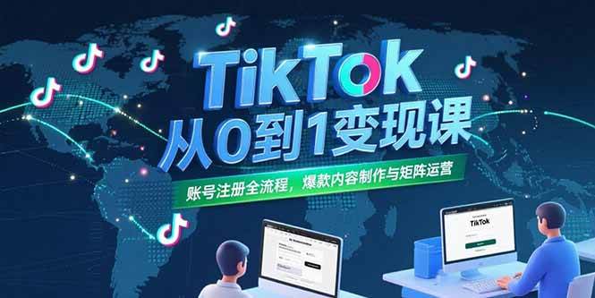 （15346期）TikTok从0到1变现课，账号注册全流程，爆款内容制作与矩阵运营-凌秋网创