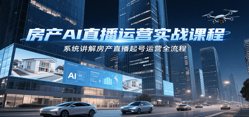 房产AI直播运营实战课程，系统讲解房产直播起号运营全流程-凌秋网创