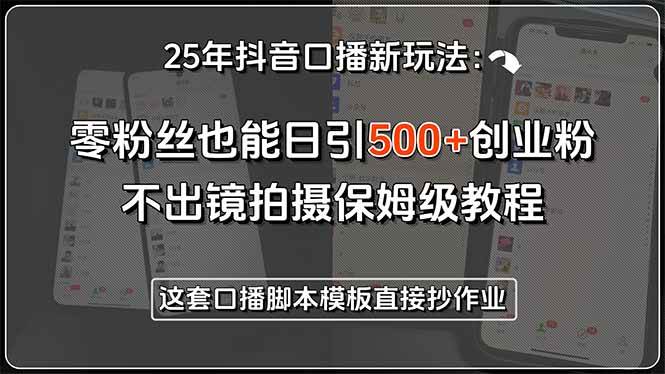 （15384期）25年抖音口播新玩法：零粉丝也能日引500+创业粉，不出镜拍摄保姆级教程…-凌秋网创