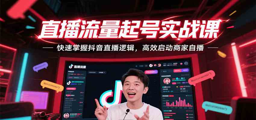 直播流量起号实战课，快速掌握抖音直播逻辑，高效启动商家自播-凌秋网创
