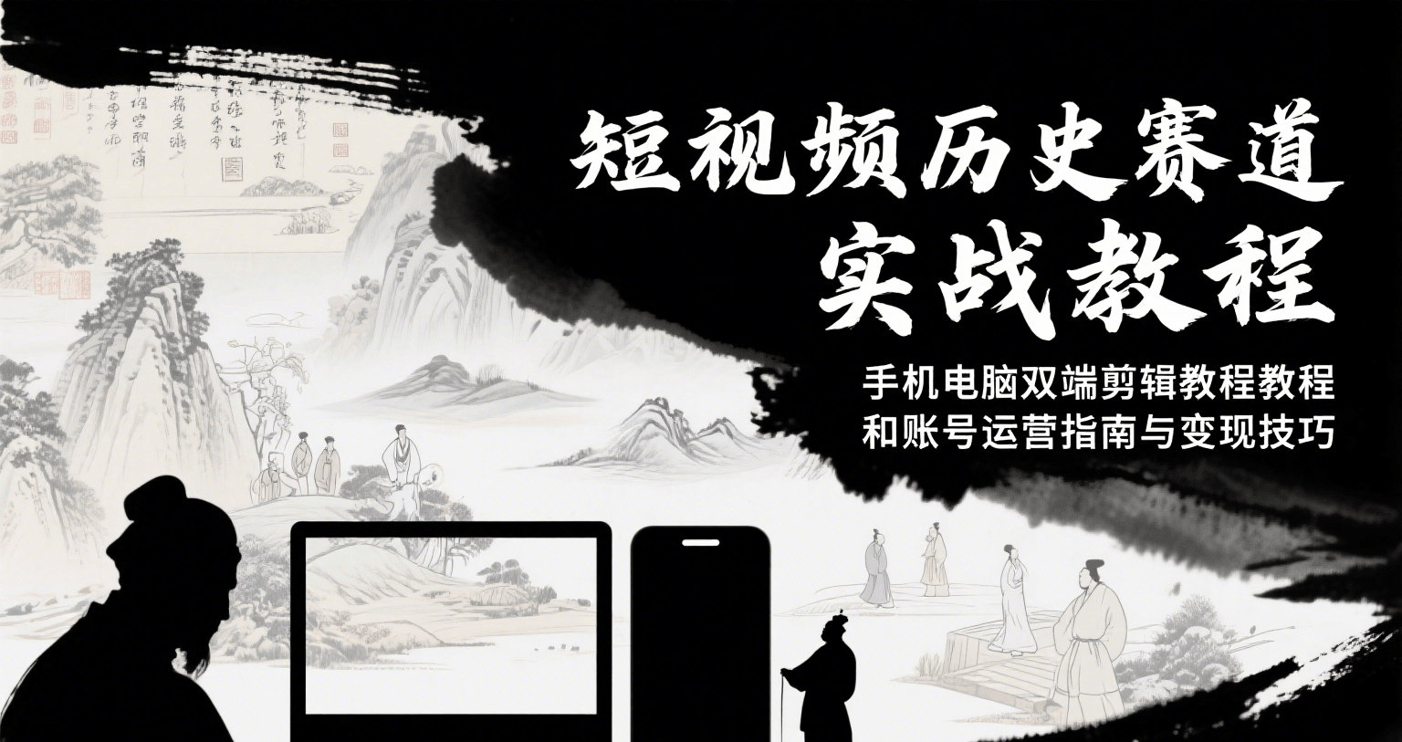 短视频历史赛道实战教程，手机电脑双端剪辑教程和账号运营指南与变现技巧-凌秋网创