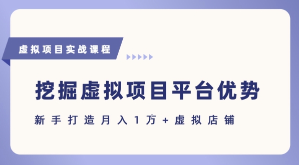 抓住虚拟项目各平台优势，新手轻松月入1W+(给出具体建议)-凌秋网创