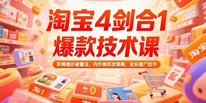 （15415期）淘宝4剑合1爆款技术课，阶梯提价破量法，内外销双改策略，全站推广拉升-凌秋网创