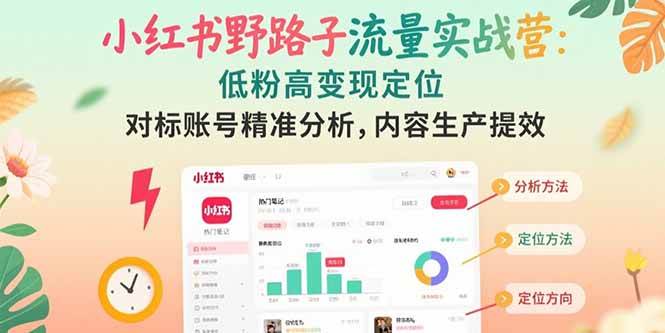 （15423期）小红书野路子流量实战营：低粉高变现定位 对标账号精准分析 内容生产提效-凌秋网创