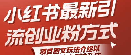 小红书最新引流创业粉方式，项目图文玩法介绍以及如何安全倒流私域-凌秋网创