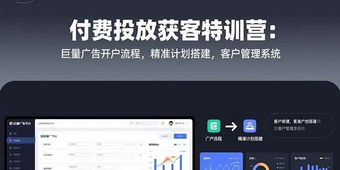 （15426期）付费投放获客特训营：巨量广告开户流程，精准计划搭建，客户管理系统-凌秋网创
