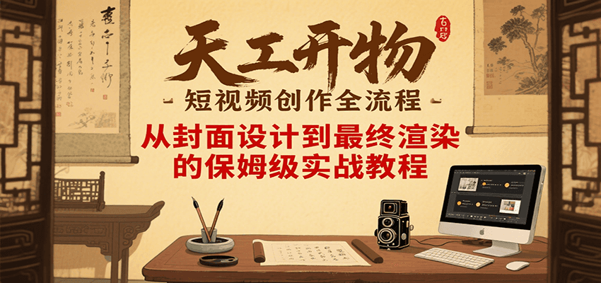 天工开物短视频创作全流程，从封面设计到最终渲染的保姆级实战教程-凌秋网创