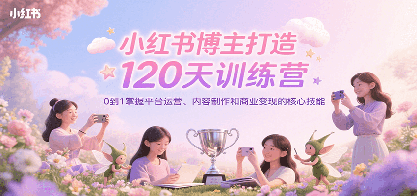 小红书博主打造120天训练营，0到1掌握平台运营、内容制作和商业变现-凌秋网创