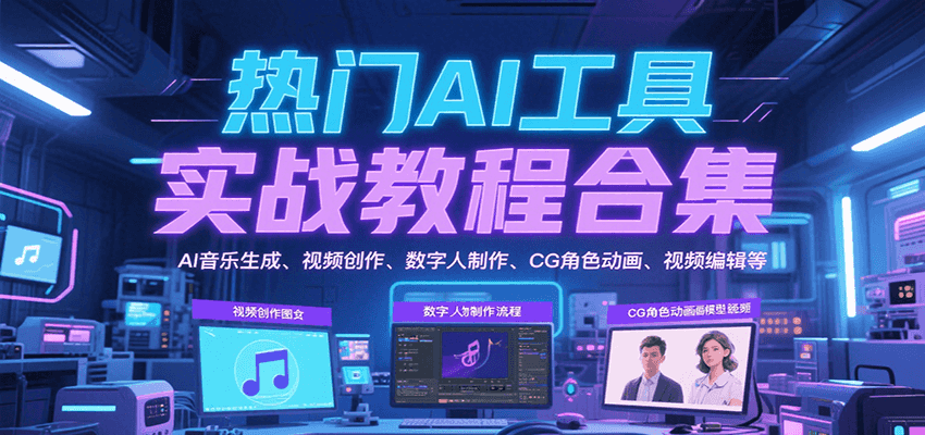 热门AI工具实战教程合集，AI音乐生成、视频创作、数字人制作、CG角色动画、视频编辑等-凌秋网创