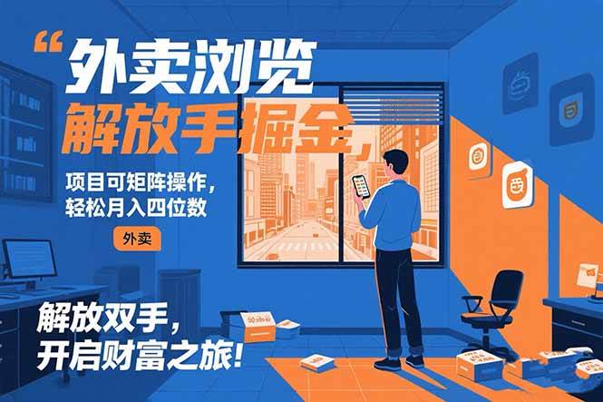 （15440期）外卖浏览掘金项目 可矩阵操作 轻松日入500+-凌秋网创