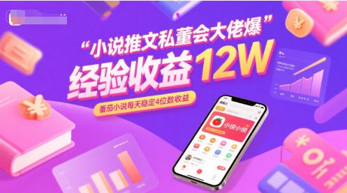 小说推文私董会大佬爆单经验分享收益12W，番茄小说每天稳定4位数收益-凌秋网创