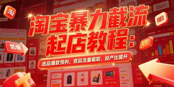 （15468期）淘宝暴力截流起店教程：选品爆款预判，竞品流量截取，投产比提升-凌秋网创