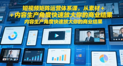短视频矩阵运营体系课，从素材+内容生产角度快速放大你的商业结果-凌秋网创