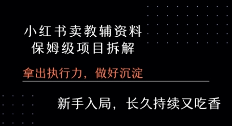 小红书卖小学教辅资料  保姆级项目拆解  1次课程彻底讲清楚!-凌秋网创