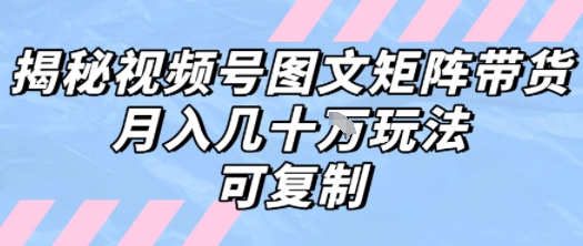 解密视频号图文矩阵带货，月入几个W的打法，可复制-凌秋网创