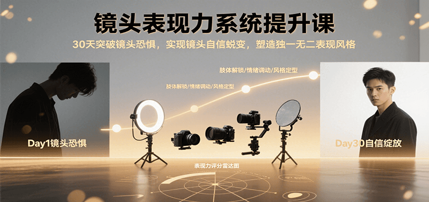 镜头表现力系统提升课，30天突破镜头恐惧实现自信蜕变，塑造独一无二表现风格-凌秋网创