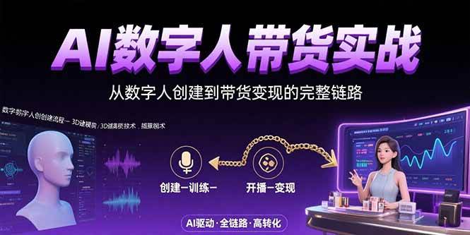 （15548期）AI数字人+带货实战：从数字人创建到带货变现的完整链路-凌秋网创