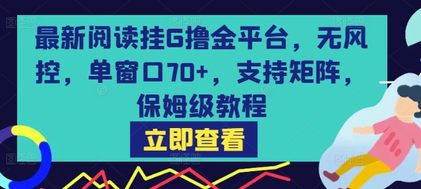 最新阅读挂G撸金平台，无风控，单窗口70+，支持矩阵，保姆级教程【揭秘】-凌秋网创
