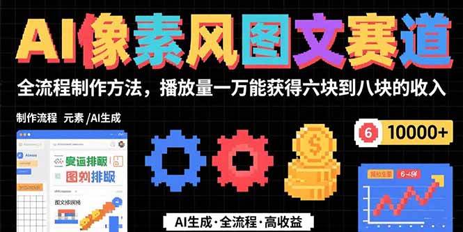 （15572期）AI像素风图文赛道：全流程制作方法，播放量一万能获得6块到8块的收入-凌秋网创