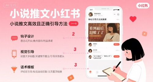 小说推文小红书高转化引导方法实操课，小说推文高效且正确引导方法-凌秋网创