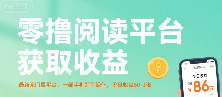 零撸阅读平台获取收益，最新无门槛平台，一部手机即可操作，单日收益50-3张【揭秘】-凌秋网创