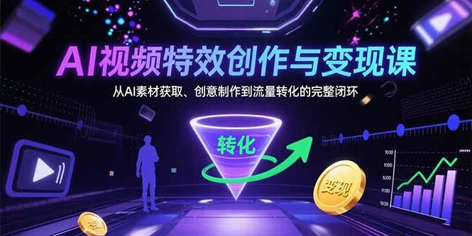 （15587期）AI视频特效创作与变现课：从AI素材获取、创意制作到流量转化的完整闭环-凌秋网创