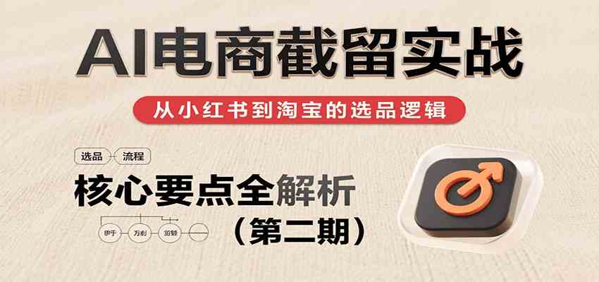AI电商截留实战，小红书、淘宝等电商平台选品思路及核心要点（第二期）-凌秋网创