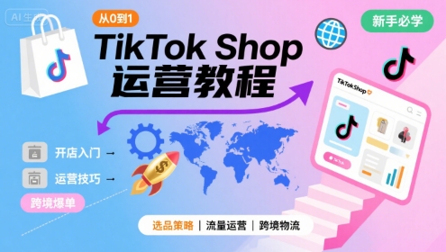 TikTok Shop从0到1运营教程，TikTok跨境电商新手必学课程-凌秋网创