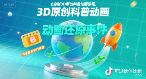 自制3D原创科普动画教程，动画还原事件，抖音最新热门赛道，可过伙伴计划-凌秋网创