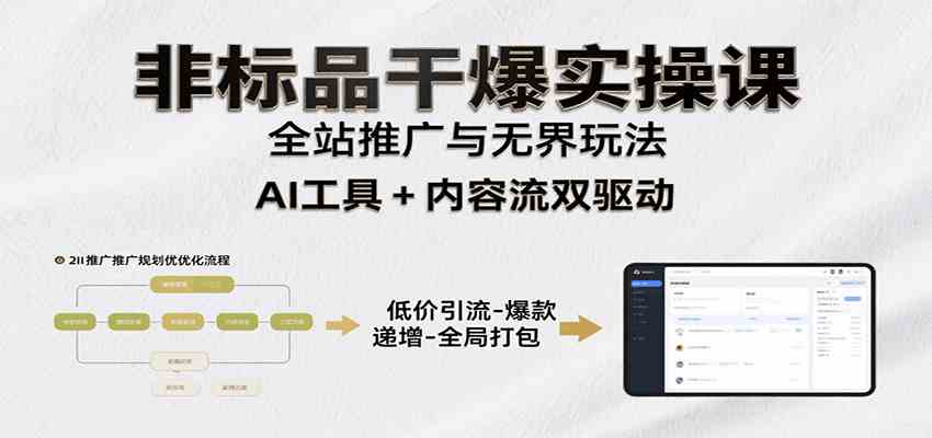 非标品干爆实操课：含多案例及操盘方法，从选品到推广、成交，助力打造爆款实现盈利-凌秋网创