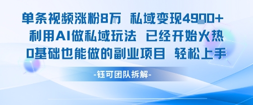 单条视频私域变现4.9k+利用AI做私域玩法 已经开始火热0基础也能做的副业项目轻松上手-凌秋网创