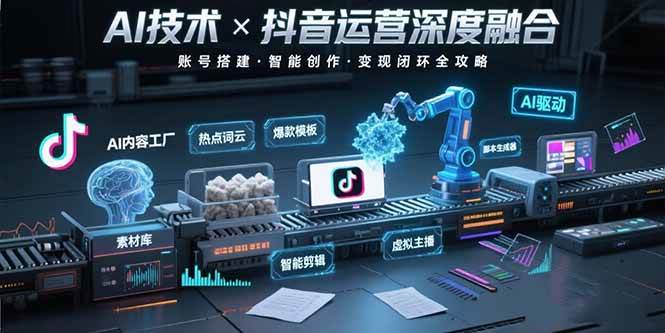（15630期）AI技术与抖音运营的深度融合应用：涵盖账号搭建、内容创作、收益变现等-凌秋网创