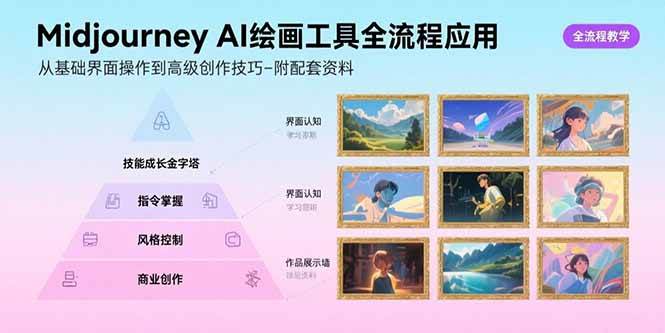 （15628期）Midjourney AI绘画工具全流程应用，从基础界面操作到高级创作-附配套资料-凌秋网创