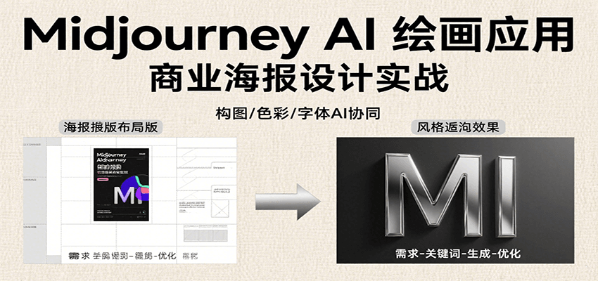 Midjourney AI绘画应用，关键词指令解析、漫画头像制作、海报设计、3D人物生成等-凌秋网创