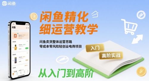 闲鱼精细化运营入门+高阶实战教学，闲鱼卖货整体运营思路，零成本零风险轻创业电商项目-凌秋网创