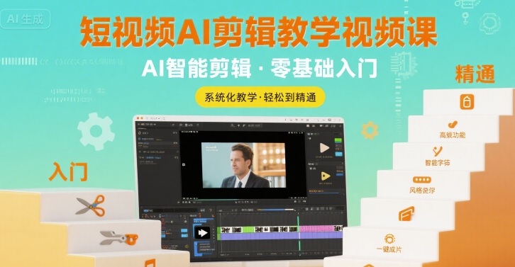 短视频AI剪辑教学视频课，入门到精通-凌秋网创