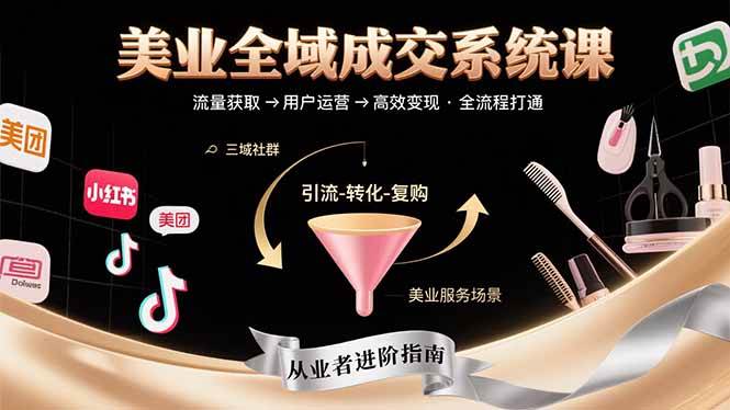 （15650期）美业全域成交系统课程：帮助美业从业者打通从流量获取到高效变现全流程-凌秋网创