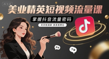 美业精英短视频流量课，掌握抖音流量密码，天天有询单，条条有转化-凌秋网创