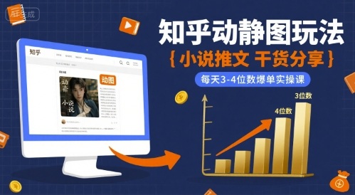 小说推文干货分享之知乎动静图玩法，每天3-4位数爆单实操课-凌秋网创