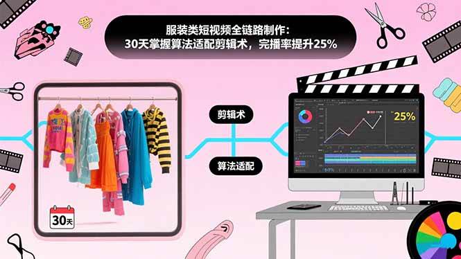 （15655期）服装类短视频全链路制作：30天掌握算法适配剪辑术，完播率提升25%-凌秋网创