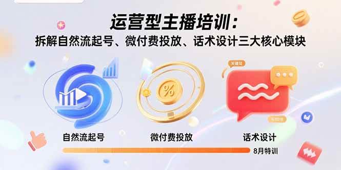 （15654期）运营型主播培训：拆解自然流起号、微付费投放、话术设计三大核心模块-8月-凌秋网创