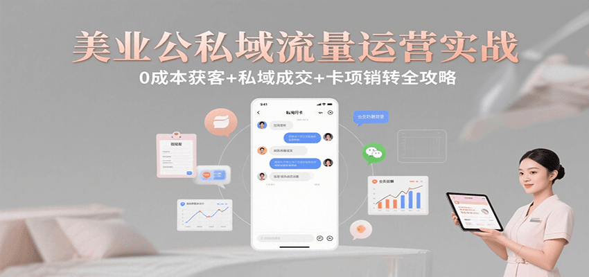 美业公私域流量运营实战：0成本获客+私域成交+卡项销转全攻略-凌秋网创