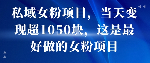 私域女粉项目，当天变现超1k，这是最好做的女粉项目，可放大操作-凌秋网创