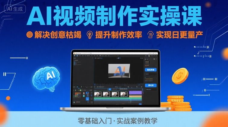 Ai视频制作实操课，解决创意枯竭、效率低下痛点，实现日更量产可持续变现-凌秋网创