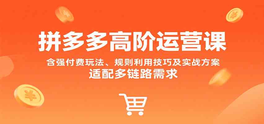 拼多多高阶运营课，含强付费玩法、规则利用技巧及实战方案，适配多链路需求-凌秋网创